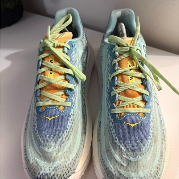 Hoka Mach X 2 Men's Athletic Shoes - Blue, Green, and Yellow - Picture 8 of 10